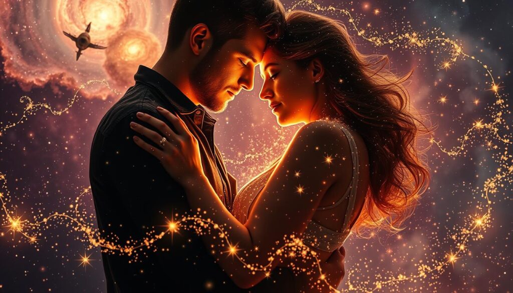 Contemporary love poetry with cosmic imagery